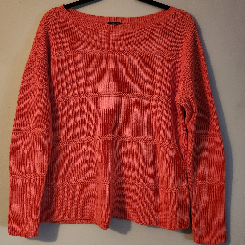 Talbots Orange Pima Cotton Boatneck Sweater